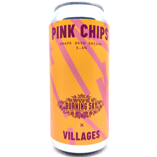 Villages x Burning Sky Pink Chips Grape Skin Saison 5.6% (440ml can)-Hop Burns & Black