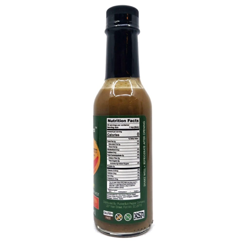 PuckerButt Extra Mean Green Hot Sauce (medium) (148ml) Hop Burns & Black