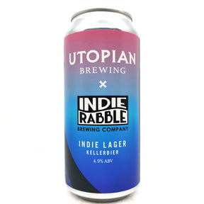Utopian x Indie Rabble Indie Lager Kellerbier 4.9% (440ml can)-Hop Burns & Black