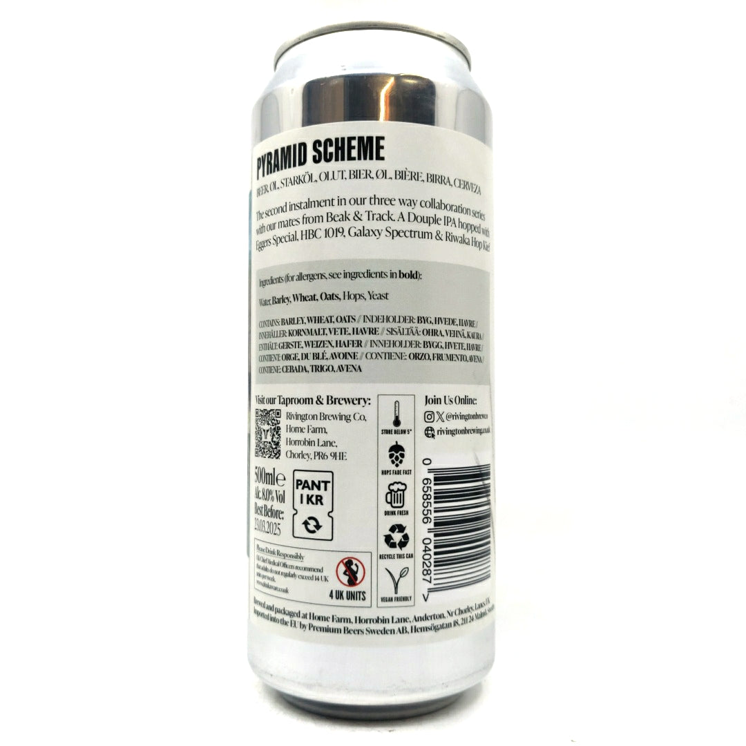 Rivington x Beak x Track Pyramid Scheme Double IPA 8% (500ml can)-Hop Burns & Black