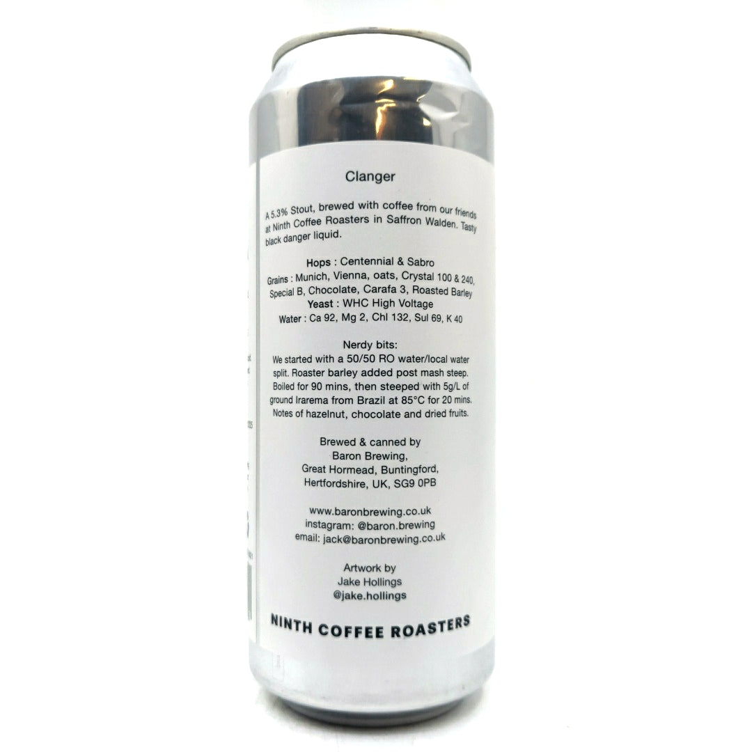 Baron Brewing Clanger Stout 5.3% (500ml can)-Hop Burns & Black
