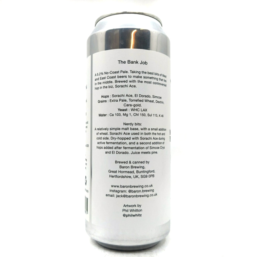 Baron Brewing Bank Job Pale Ale 5.2% (500ml can)-Hop Burns & Black