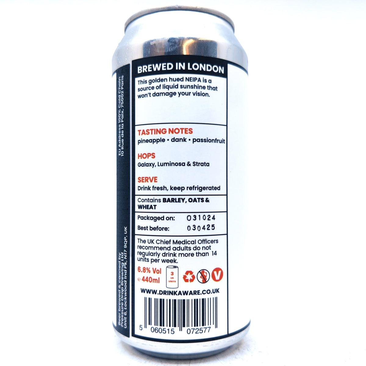 Pressure Drop Daguerreotype New England IPA 6.8% (440ml can)-Hop Burns & Black