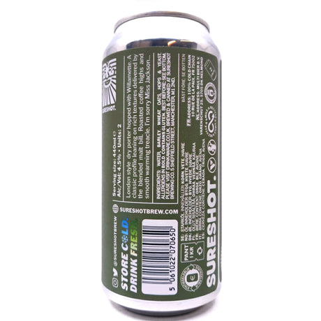 Sureshot Four Eels Porter 4.5% (440ml can)-Hop Burns & Black