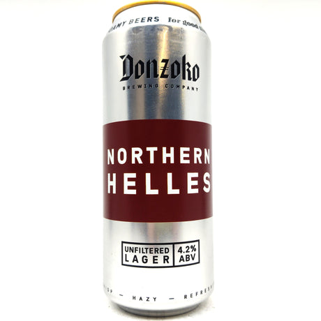 Donzoko Northern Helles Unfiltered Lager 4.2% (500ml can)-Hop Burns & Black