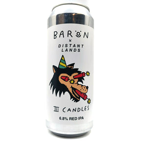 Baron Brewing Three Candles Red IPA 6.8% (500ml can)-Hop Burns & Black