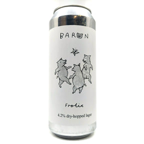 Baron Brewing Frolic Dry-Hopped Lager 4.2% (500ml can)-Hop Burns & Black