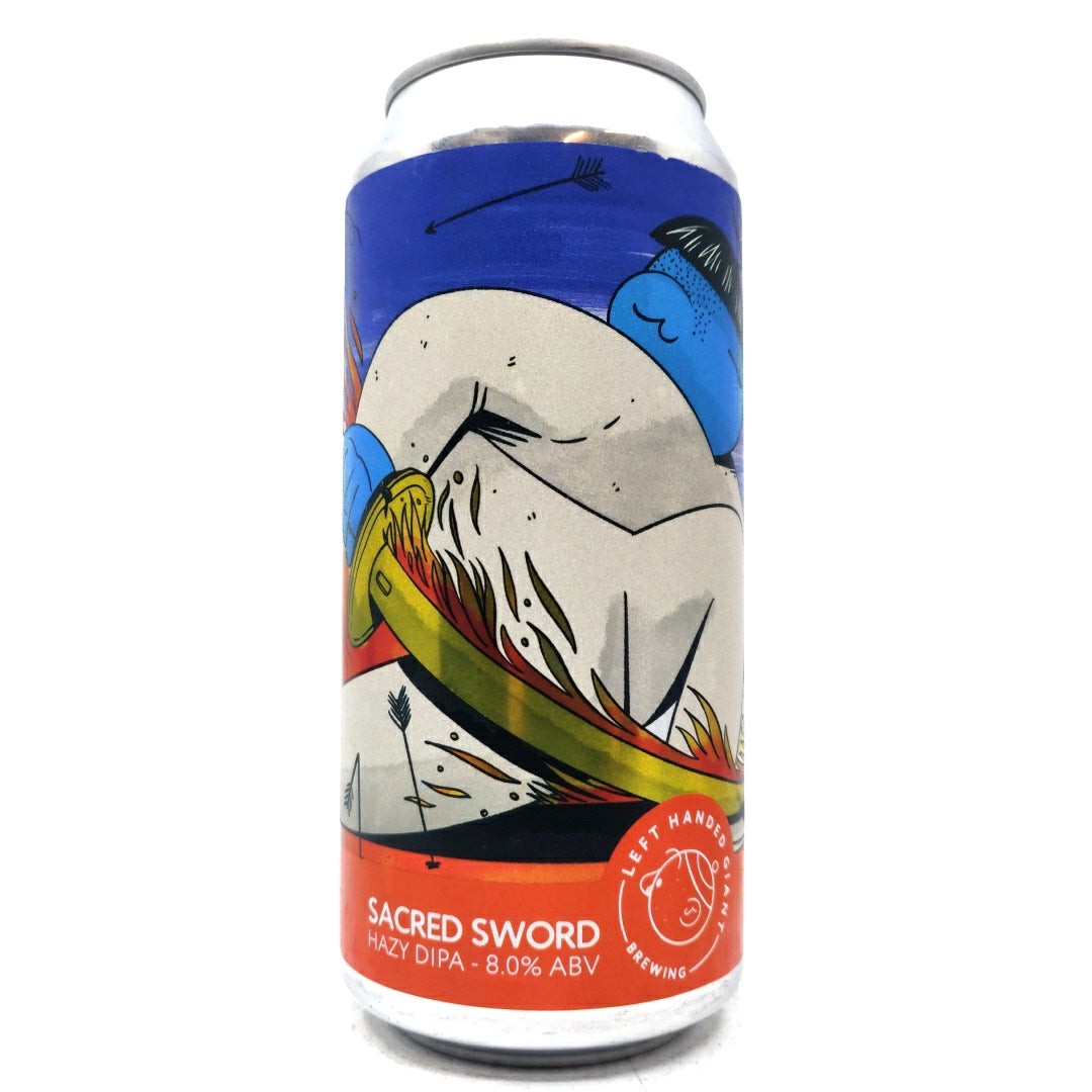 Left Handed Giant Sacred Sword Double IPA 8% (440ml can)-Hop Burns & Black