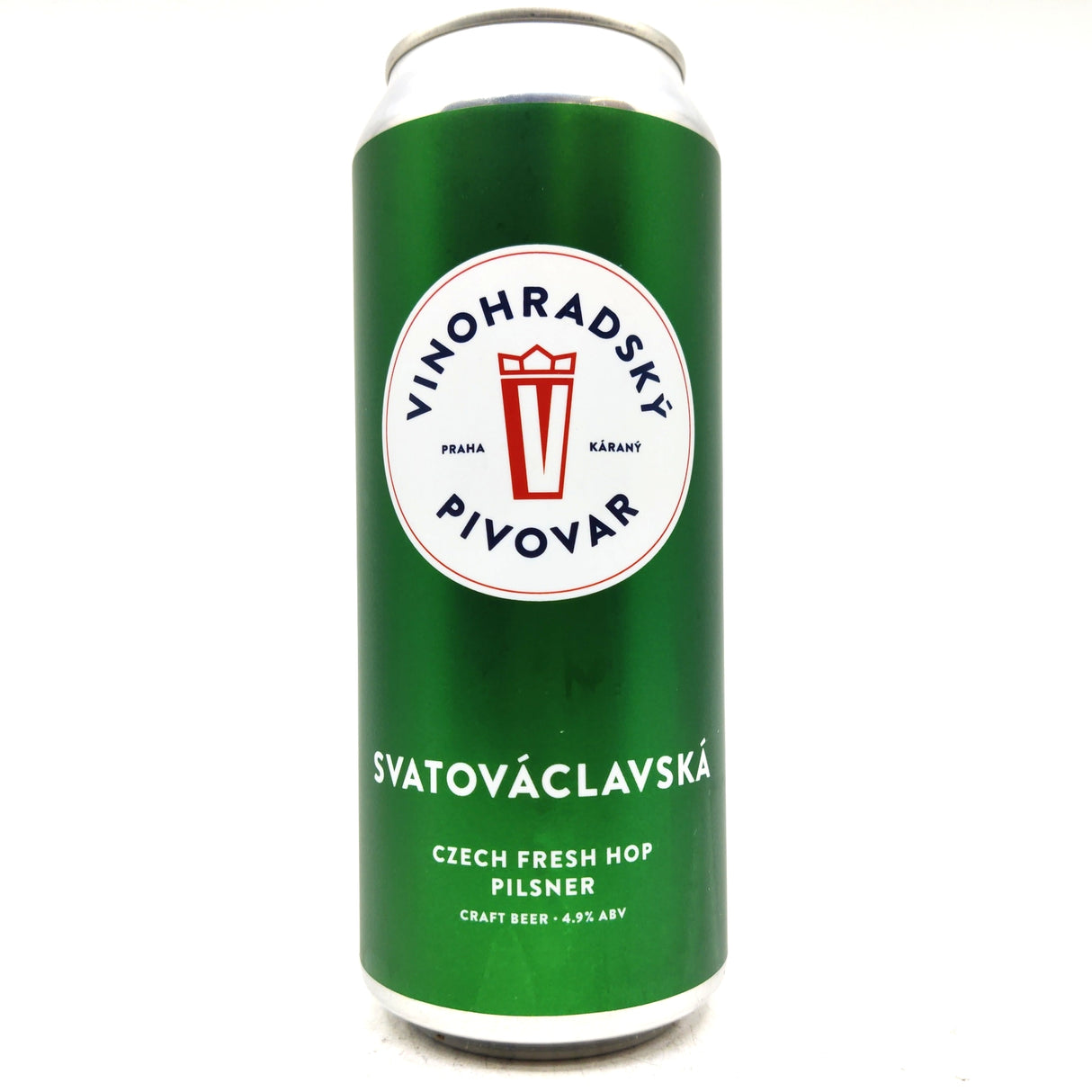 Vinohradsky Pivovar Svatovaclavska Fresh Hop Lager 4.9% (500ml can)-Hop Burns & Black