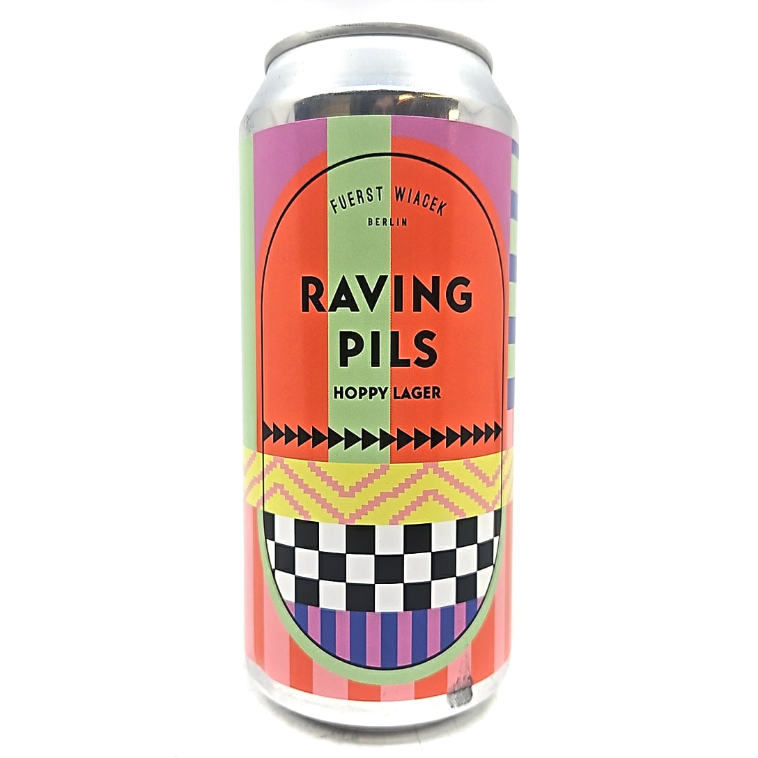 Fuerst Wiacek Raving Pils 5% (440ml can)-Hop Burns & Black