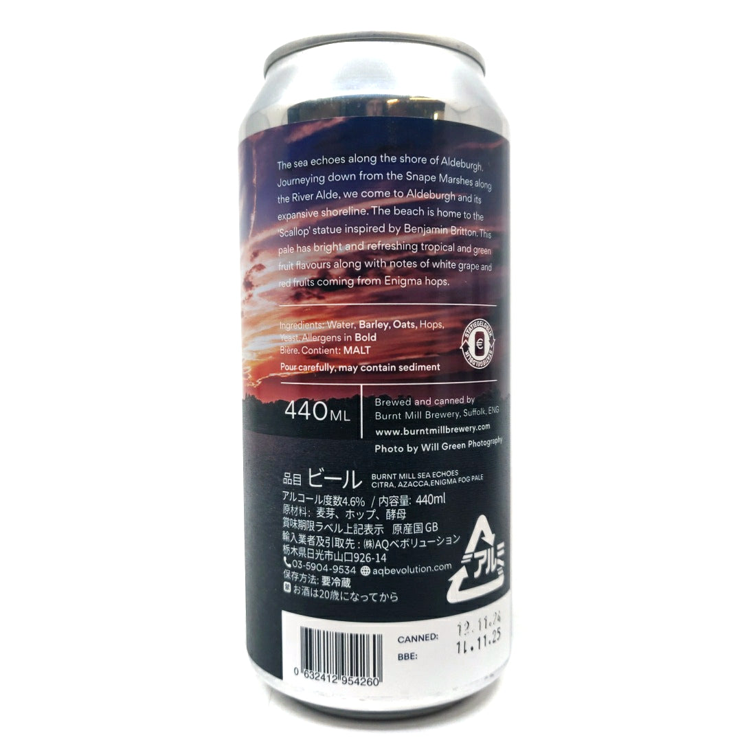 Burnt Mill Sea Echoes Fog Pale Ale 4.6% (440ml can)-Hop Burns & Black