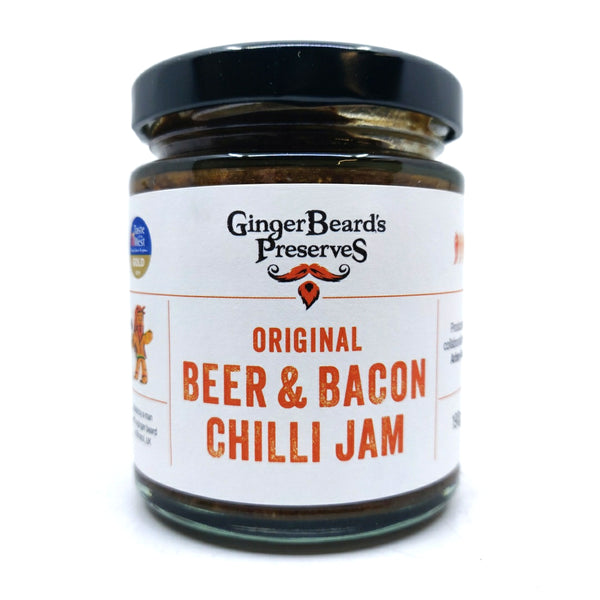 Gingerbeard's Preserves Original Beer & Bacon Chilli Jam (190g)-Hop Burns & Black