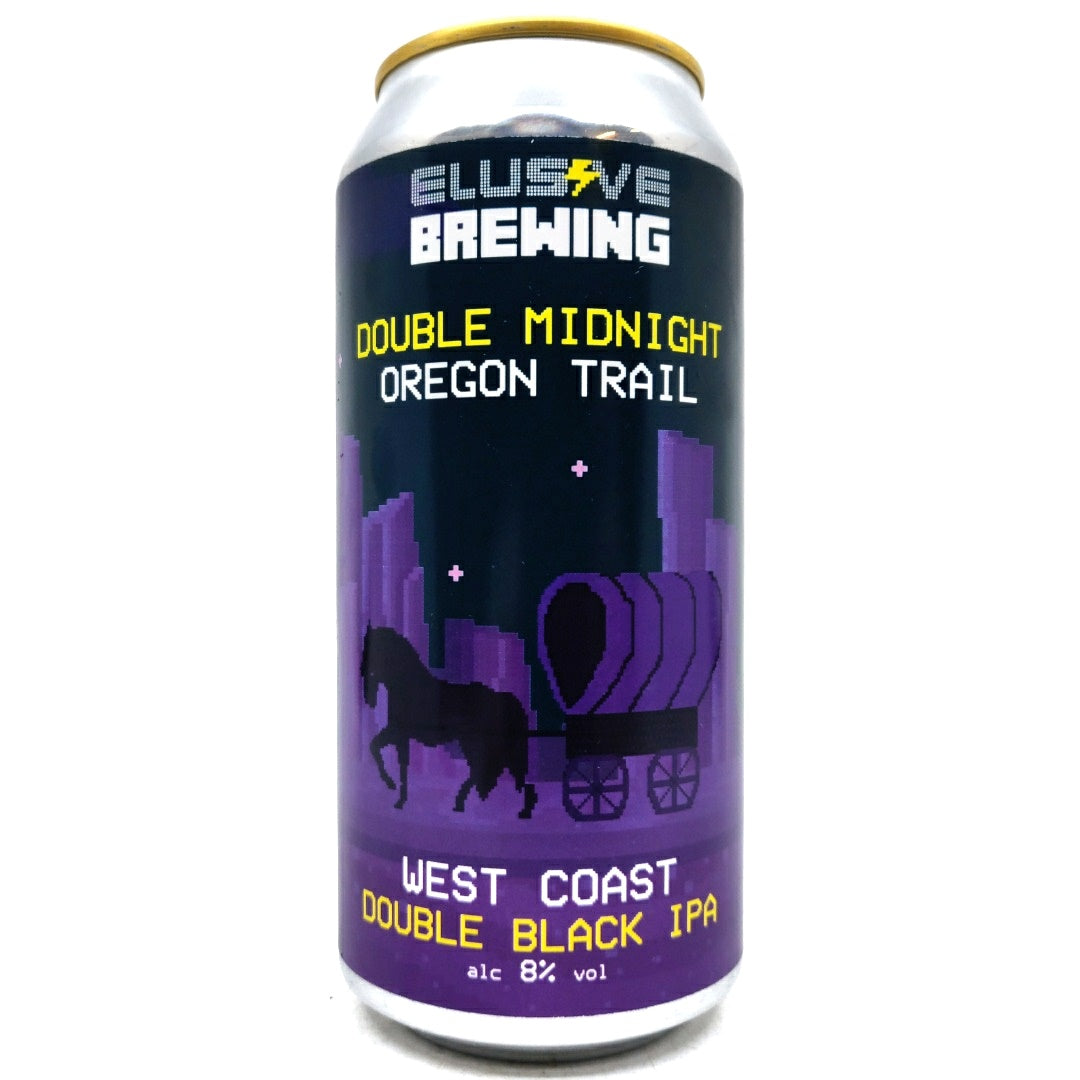 Elusive Brewing Double Midnight Oregon Trail West Coast Double Black IPA 8% (440ml can)-Hop Burns & Black
