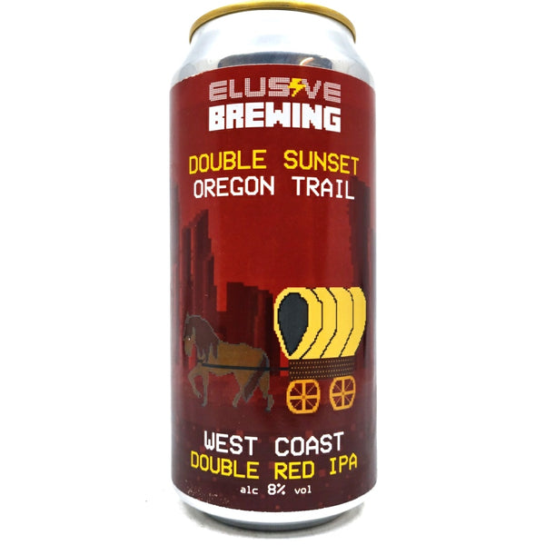 Elusive Brewing Double Sunset Oregon Trail West Coast Double Red IPA 8% (440ml can)-Hop Burns & Black
