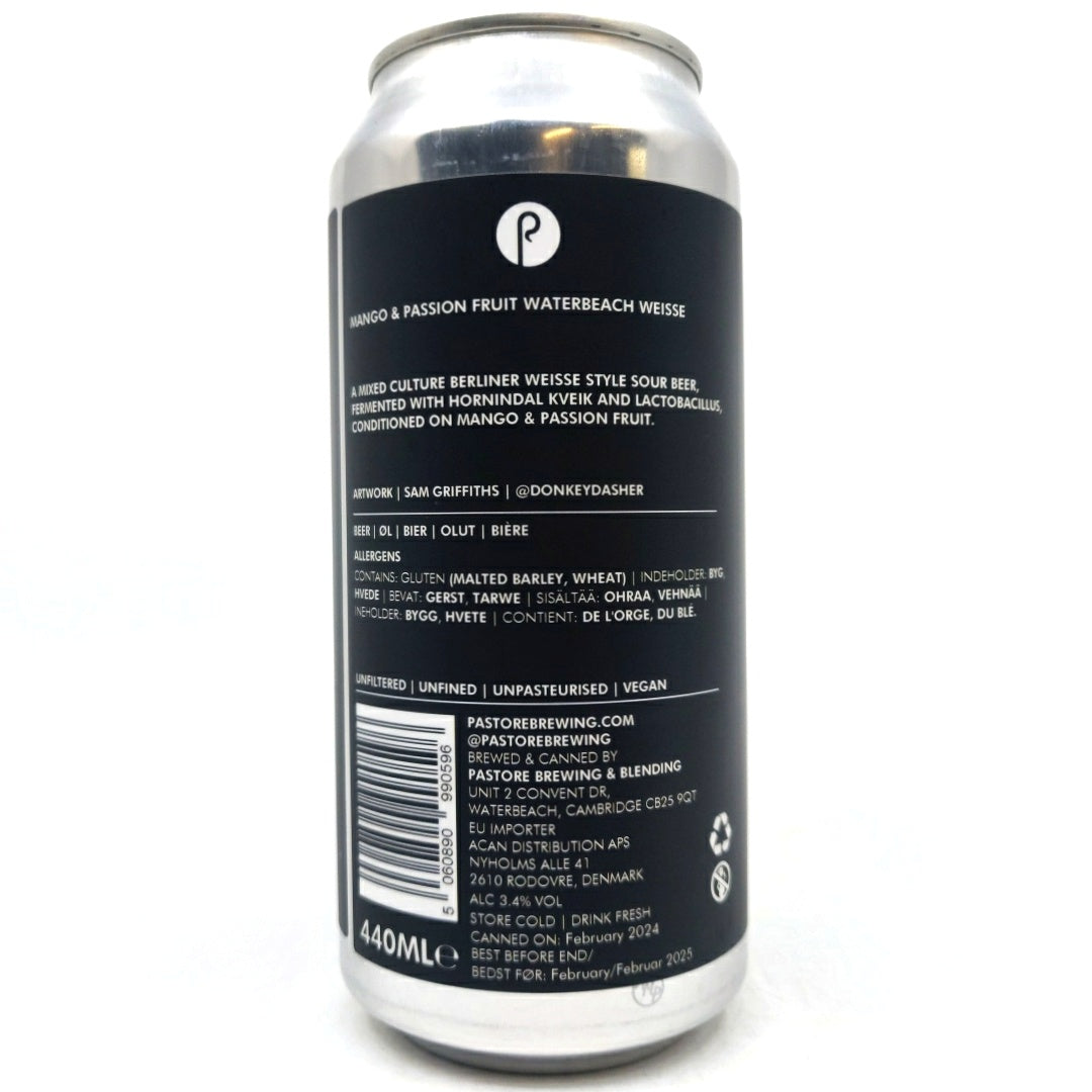 Pastore Mango & Passion Fruit Waterbeach Weisse 3.4% (440ml can)-Hop Burns & Black