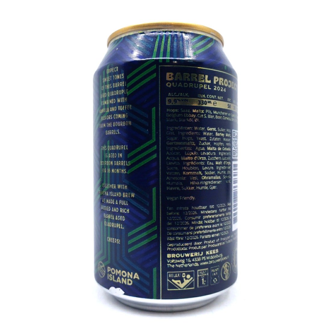 Kees x Pomona Island Barrel Project 2024 Quadrupel 9.9% (330ml can)-Hop Burns & Black