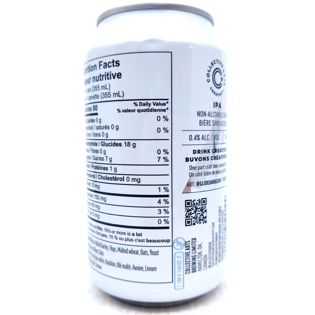 Collective Arts IPA (Non Alcoholic) 0.4% (355ml can)-Hop Burns & Black