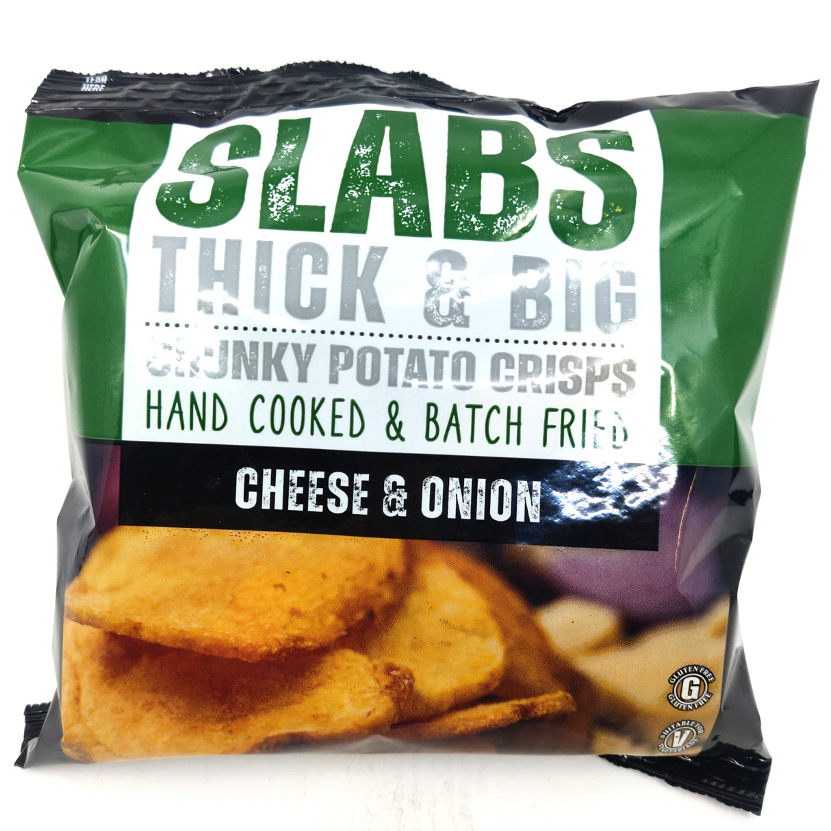 Slabs Cheese & Onion Chunky Potato Crisps (80g)-Hop Burns & Black