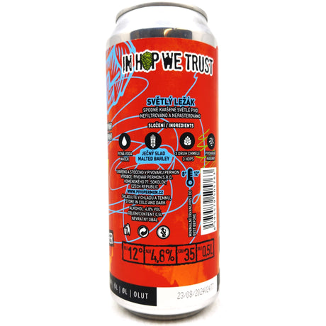 Permon Svetly Lezak Lager 4.8% (500ml can)-Hop Burns & Black