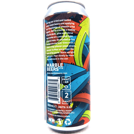 Marble Runnin' West Coast Pilsner 6.5% (500ml can)-Hop Burns & Black