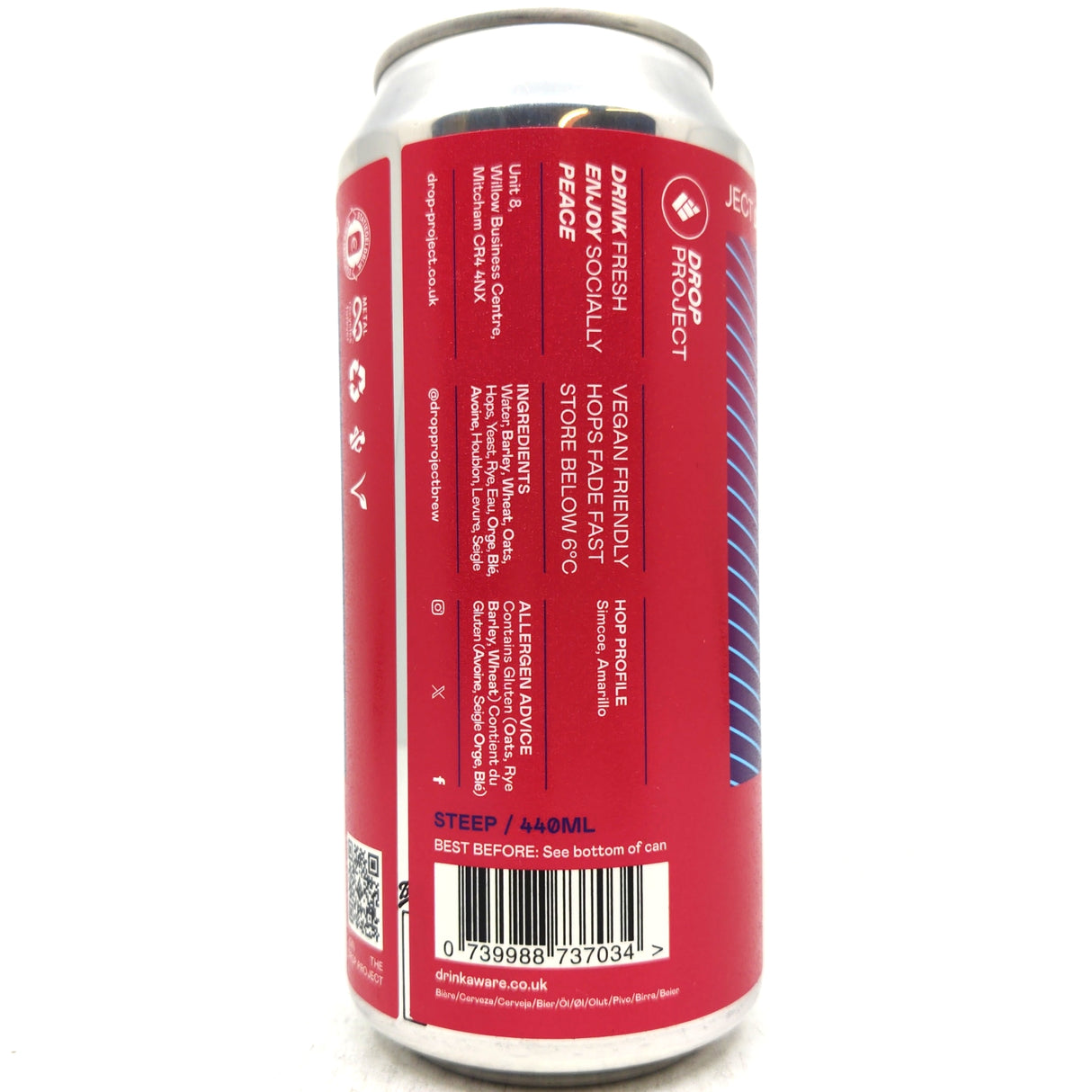 Drop Project Steep Rye IPA 6% (440ml can)-Hop Burns & Black