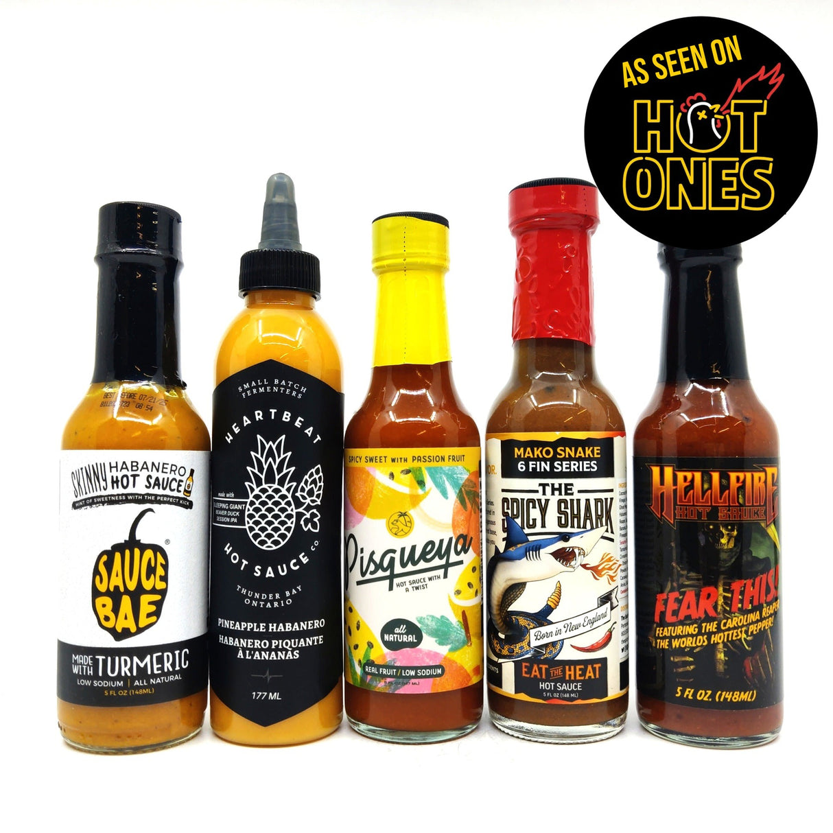 Hot Ones Mini Mix pack (5 sauces)-Hop Burns & Black