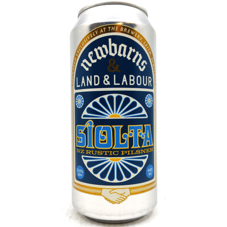 Newbarns x Land & Labour Siolta NZ Rustic Pilsner 5% (440ml can)-Hop Burns & Black