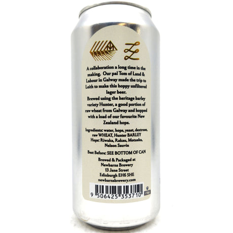 Newbarns x Land & Labour Siolta NZ Rustic Pilsner 5% (440ml can)-Hop Burns & Black