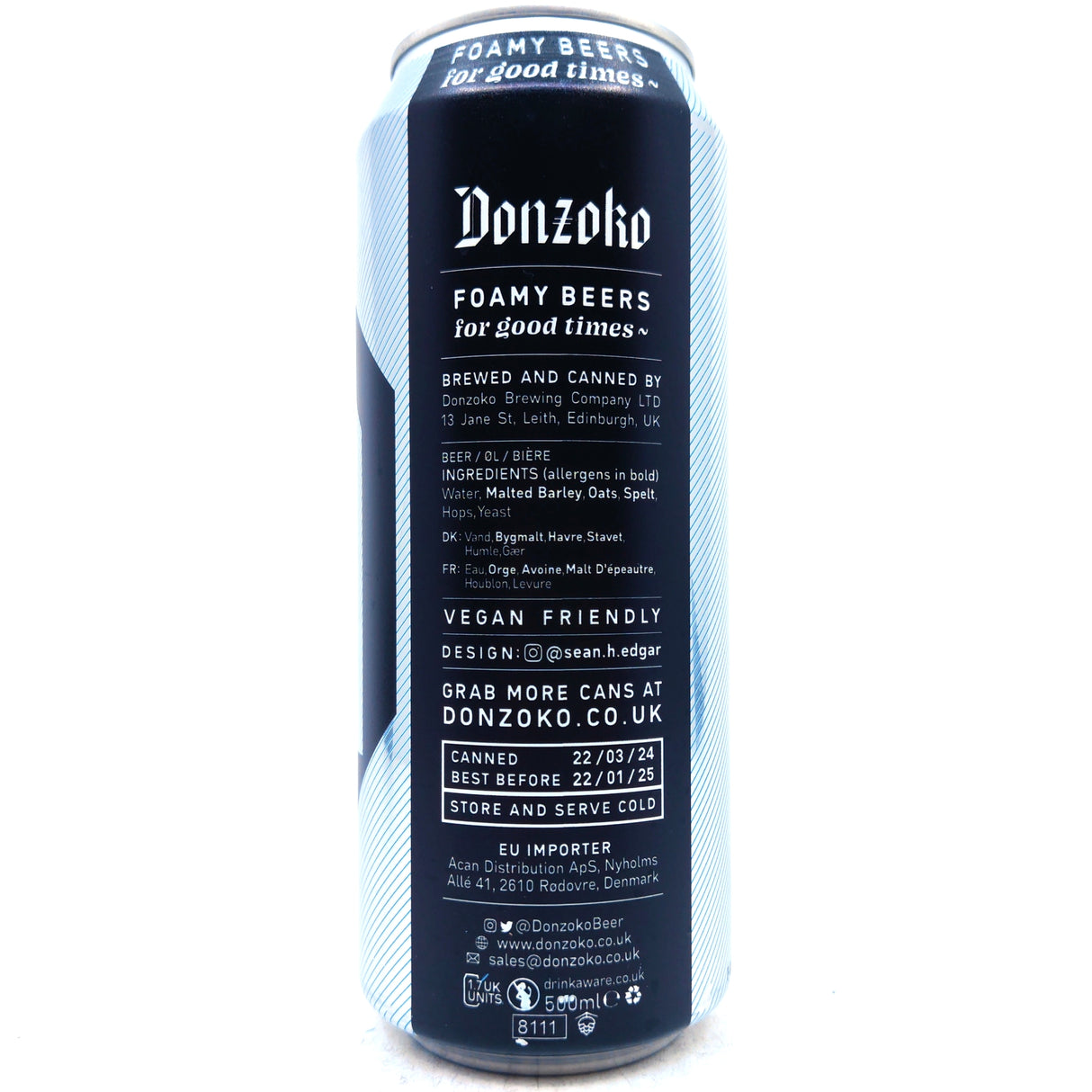 Donzoko Leithzig Classic Gose 3.5% (500ml can)-Hop Burns & Black
