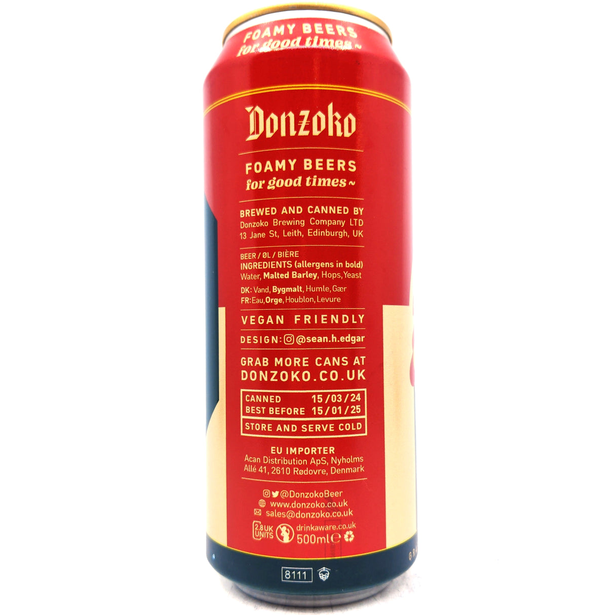 Donzoko Donatello's Italian Pils 5.5% (500ml can)-Hop Burns & Black