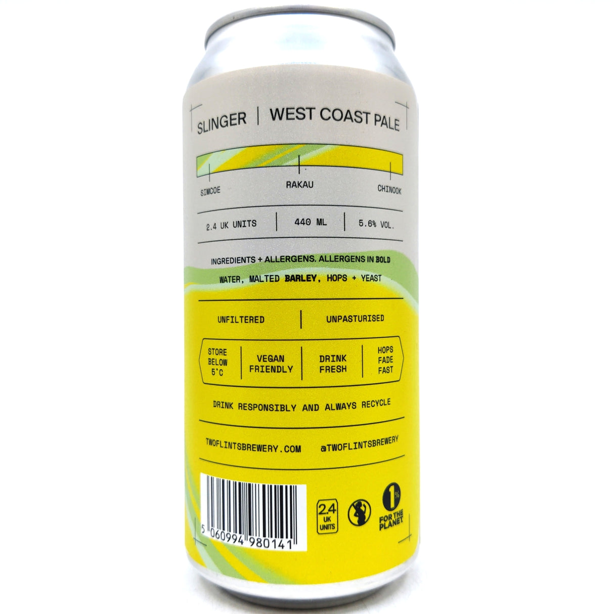 Two Flints Slinger West Coast Pale Ale 5.6% (440ml can)-Hop Burns & Black