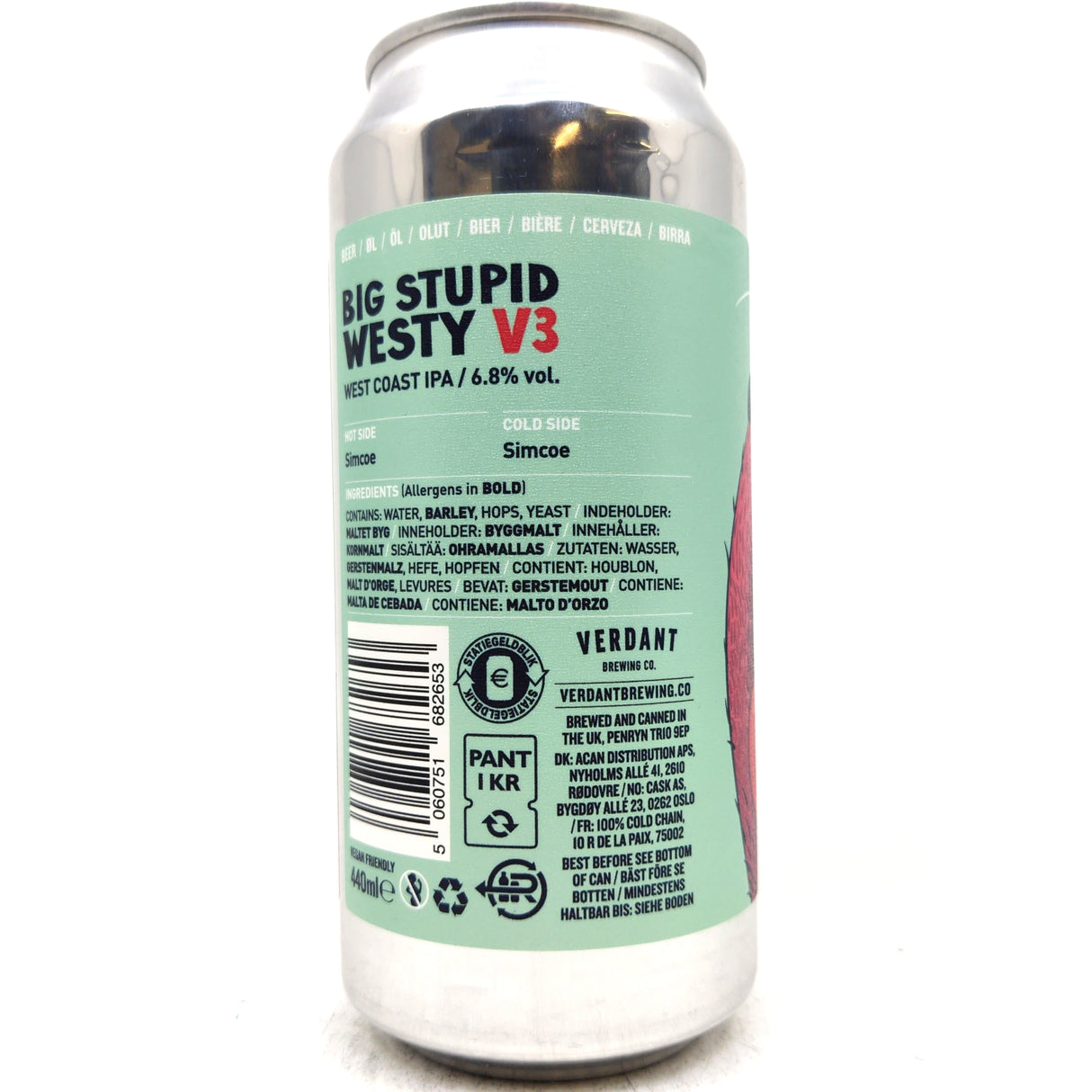 Verdant Big Stupid Westy V3 West Coast IPA 6.8% (440ml can)-Hop Burns & Black