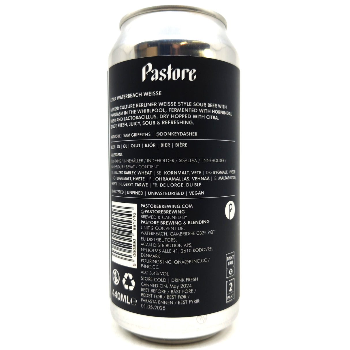 Pastore Citra Waterbeach Weisse 3.4% (440ml can)-Hop Burns & Black