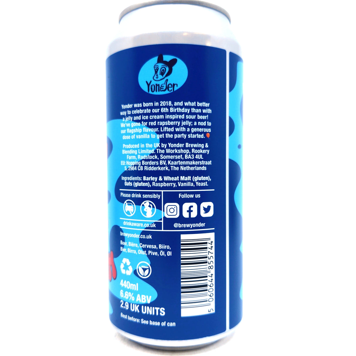 Yonder Red Jelly & Ice Cream Sour 6.6% (440ml can)-Hop Burns & Black