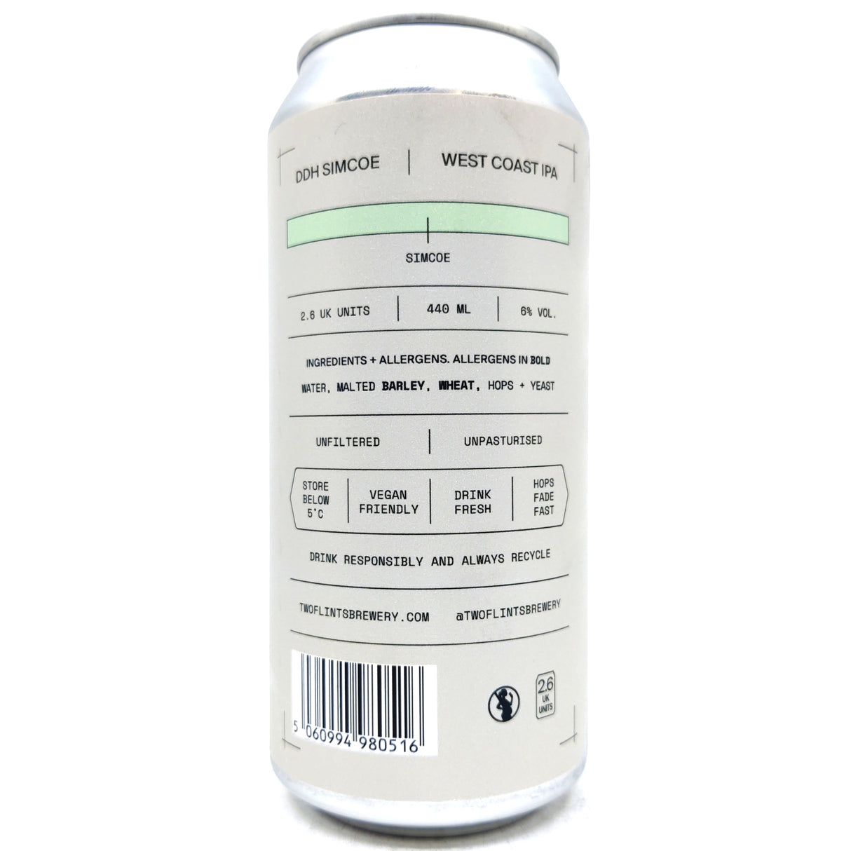 Two Flints DDH Simcoe West Coast IPA 6% (440ml can)-Hop Burns & Black