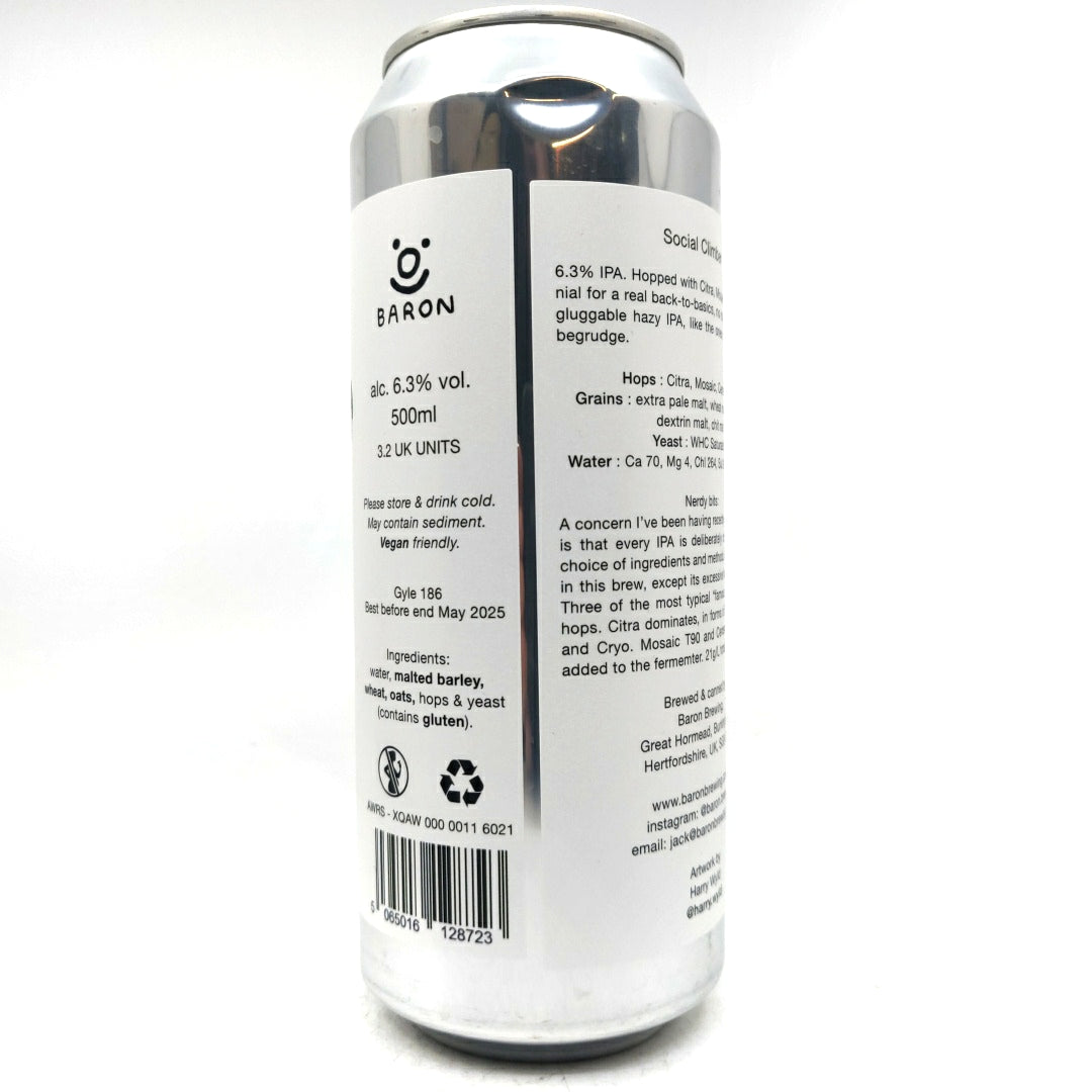 Baron Brewing Social Climber IPA 6.3% (500ml can)-Hop Burns & Black