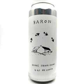 Baron Brewing Home From Home Lager 4.4% (500ml can)-Hop Burns & Black