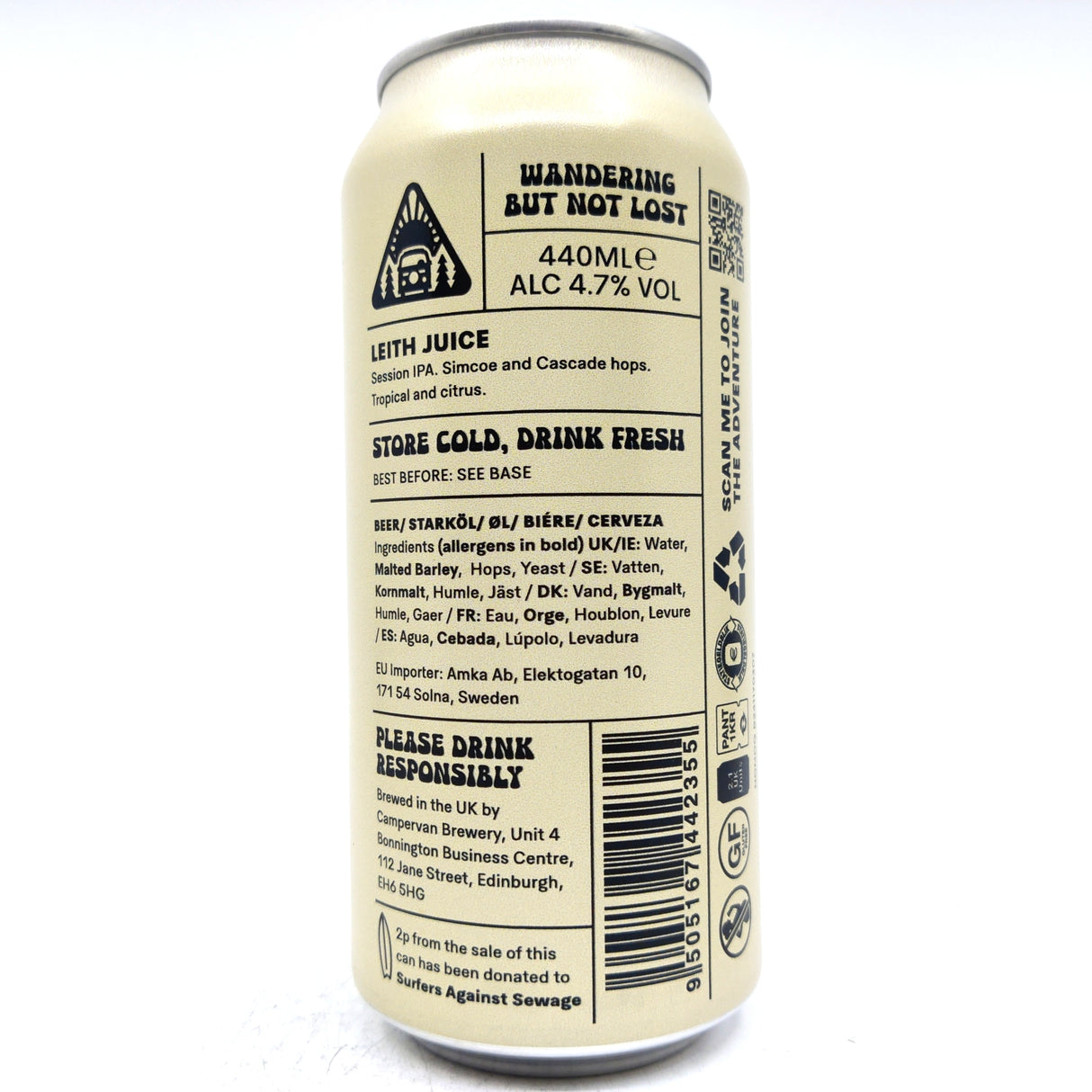 Campervan Leith Juice Session IPA 4.7% (440ml can)-Hop Burns & Black