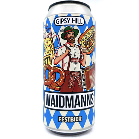 Gipsy Hill Waidmanns Festbier Helles Lager 4.8% (440ml can)-Hop Burns & Black