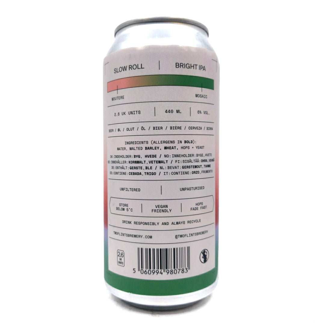 Two Flints Slow Roll Bright IPA 6% (440ml can)-Hop Burns & Black
