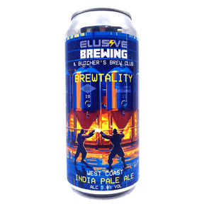 Elusive Brewing Brewtality West Coast IPA 5.8% (440ml can)-Hop Burns & Black
