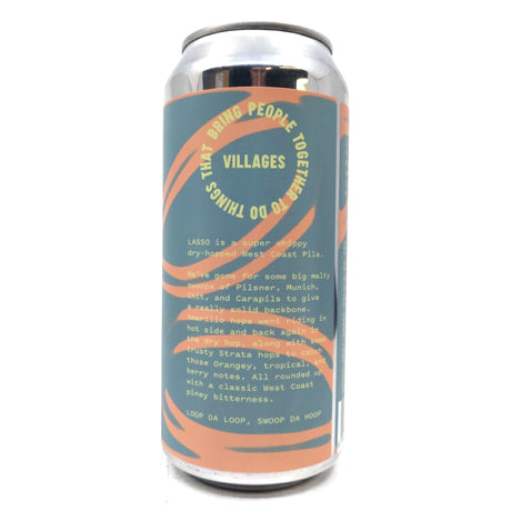 Villages Lasso West Coast Pils 4.8% (440ml can)-Hop Burns & Black