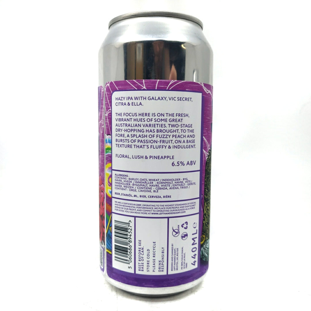 Left Handed Giant Lost Telepaths Hazy IPA 6.5% (440ml can)-Hop Burns & Black