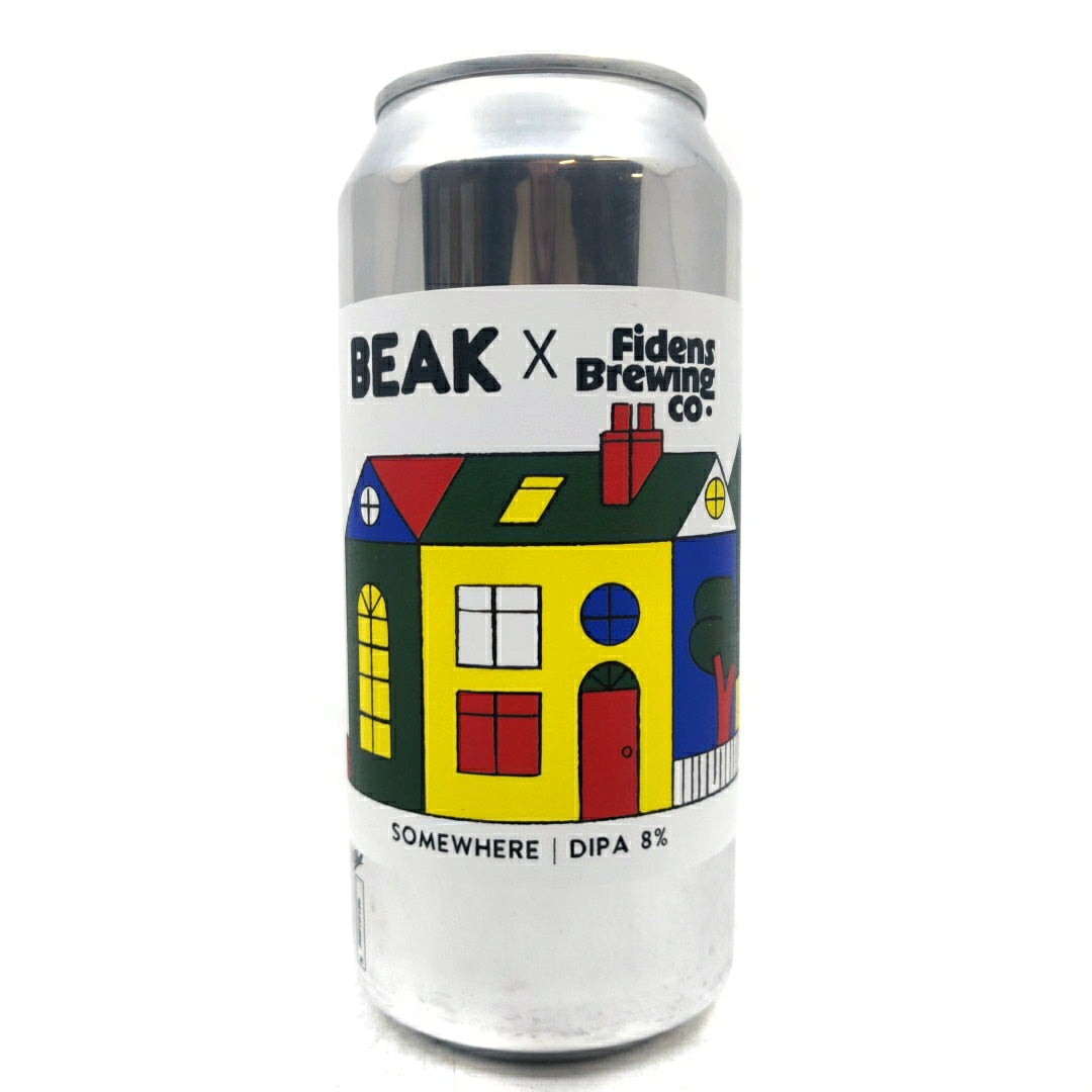 Beak Brewery x Fidens Somewhere Double IPA 8% (440ml can)-Hop Burns & Black
