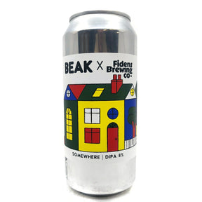 Beak Brewery x Fidens Somewhere Double IPA 8% (440ml can)-Hop Burns & Black