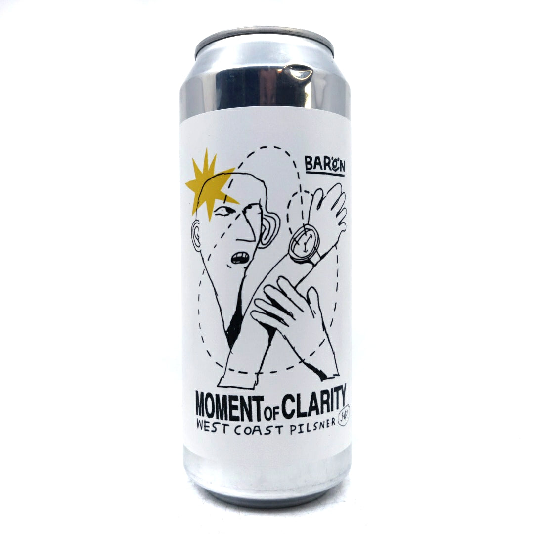 Baron Brewing Moment of Clarity West Coast Pilsner 5.4% (500ml can)-Hop Burns & Black
