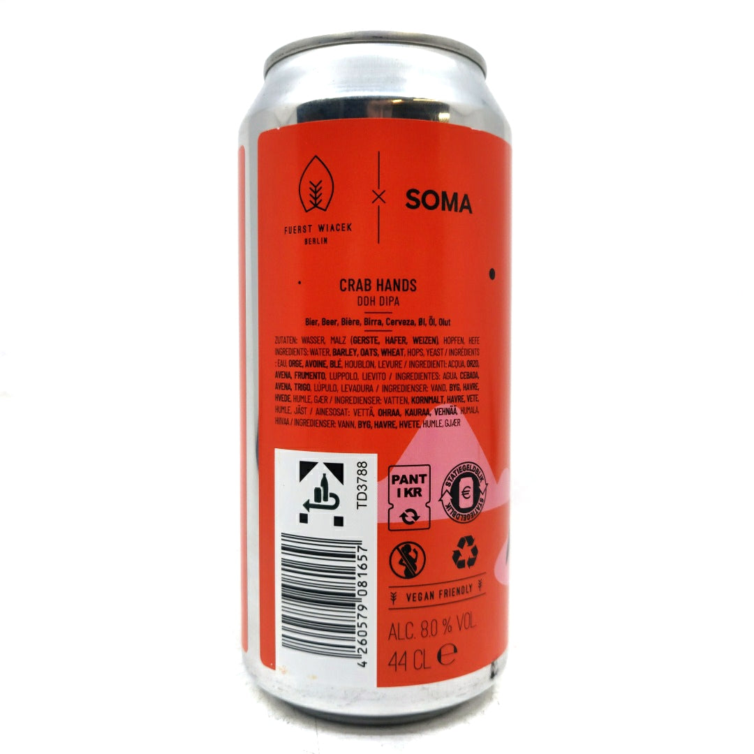 Fuerst Wiacek x Soma Crab Hands Double IPA 8% (440ml can)-Hop Burns & Black