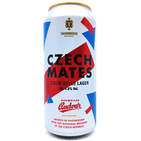 Thornbridge x Budvar Czech Mates Lager 4.8% (440ml can)-Hop Burns & Black