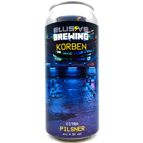 Elusive Brewing Korben Citra Pilsner 4.5% (440ml can)-Hop Burns & Black
