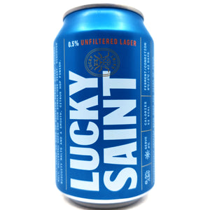 Lucky Saint Alcohol Free Unfiltered Lager 0.5% (330ml can)-Hop Burns & Black